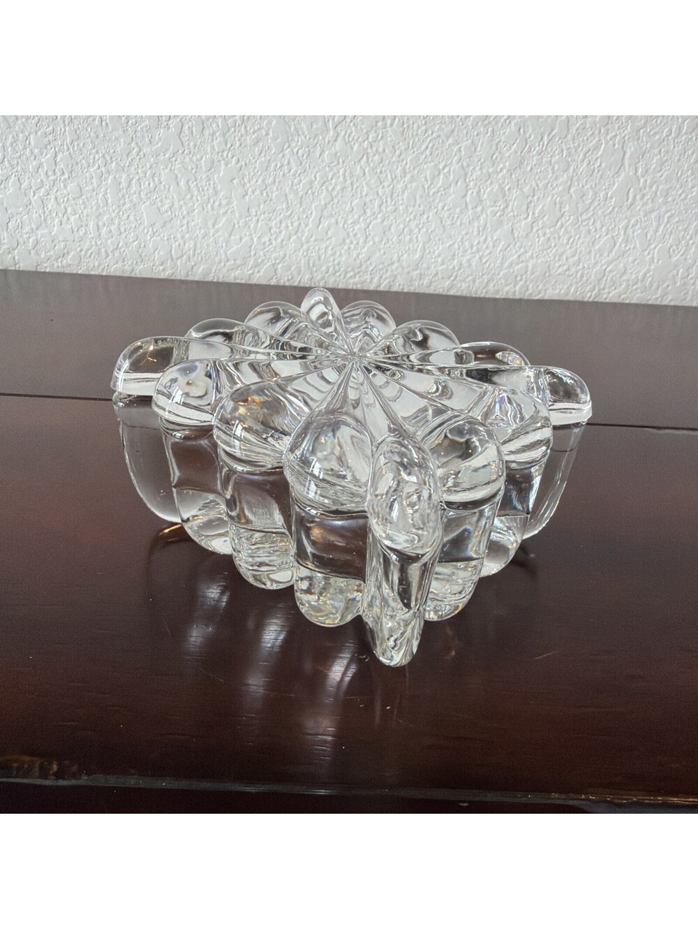 Vintage Covered Glass Dresser Trinket Box 4" by 3 1/2"